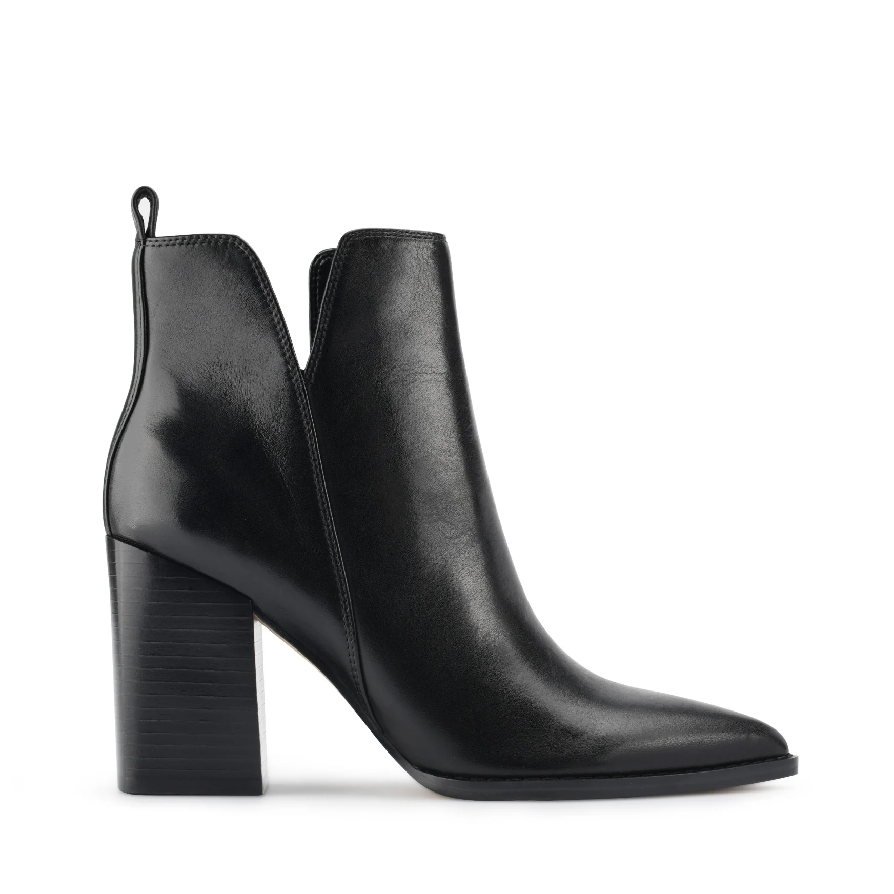 Birds Block Heel Leather Booties